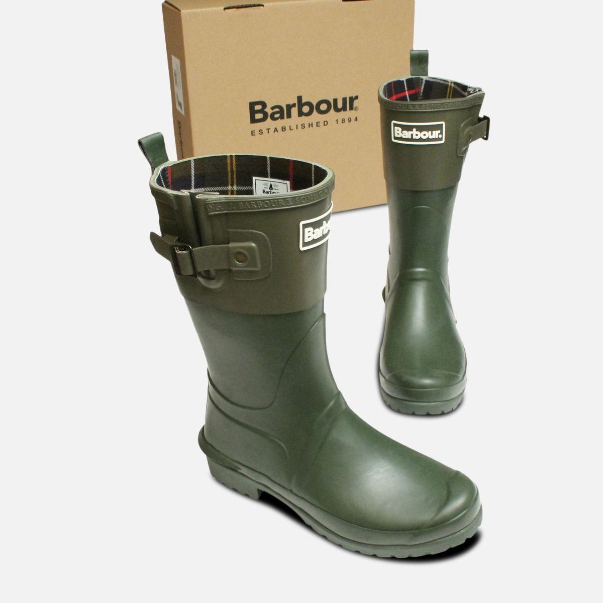 Kelp & Khaki Green Short Barbour Ladies Wellington Boot