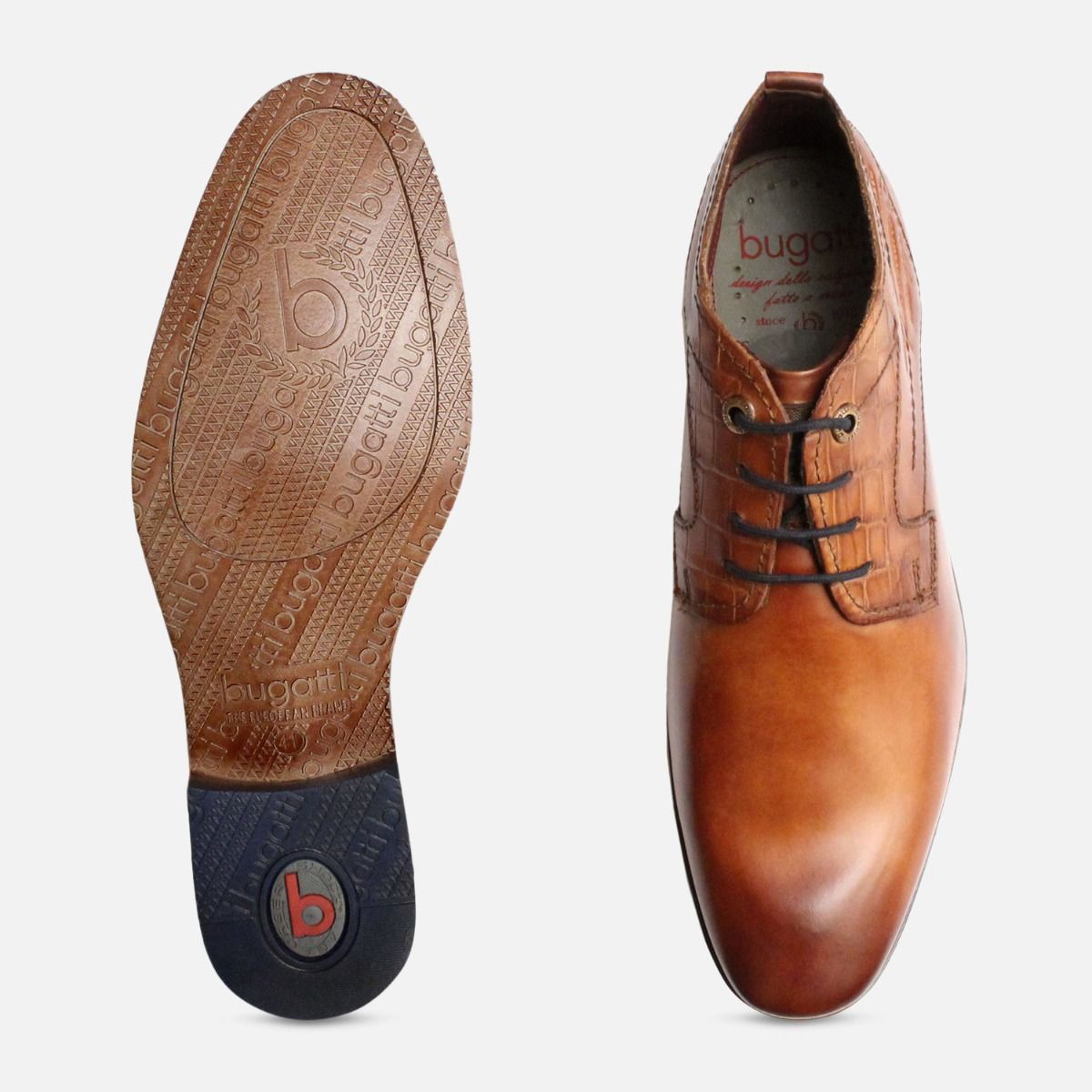 Cognac Tan Low Cut Lace Up Boots by Bugatti