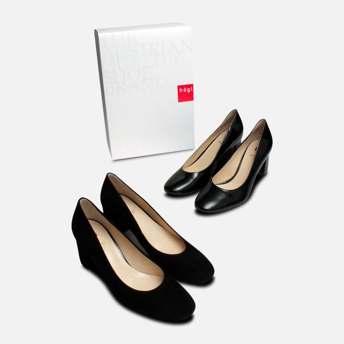 Black Suede Hogl Ladies Block Heel Shoes