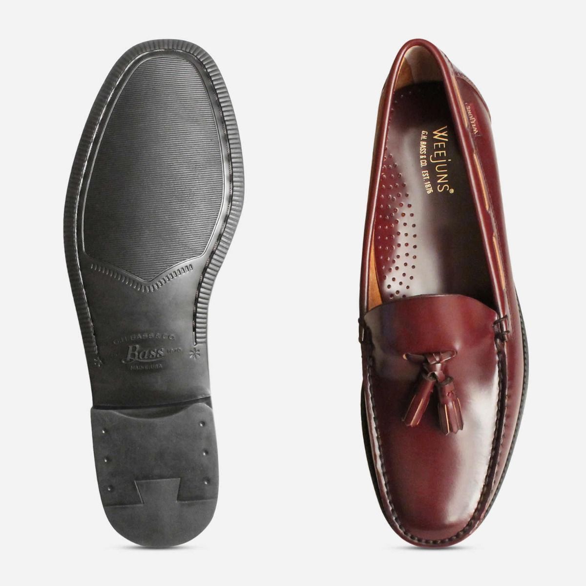 Mens Bass Weejun Tassel Loafer Shoes Larkin in Burgundy 