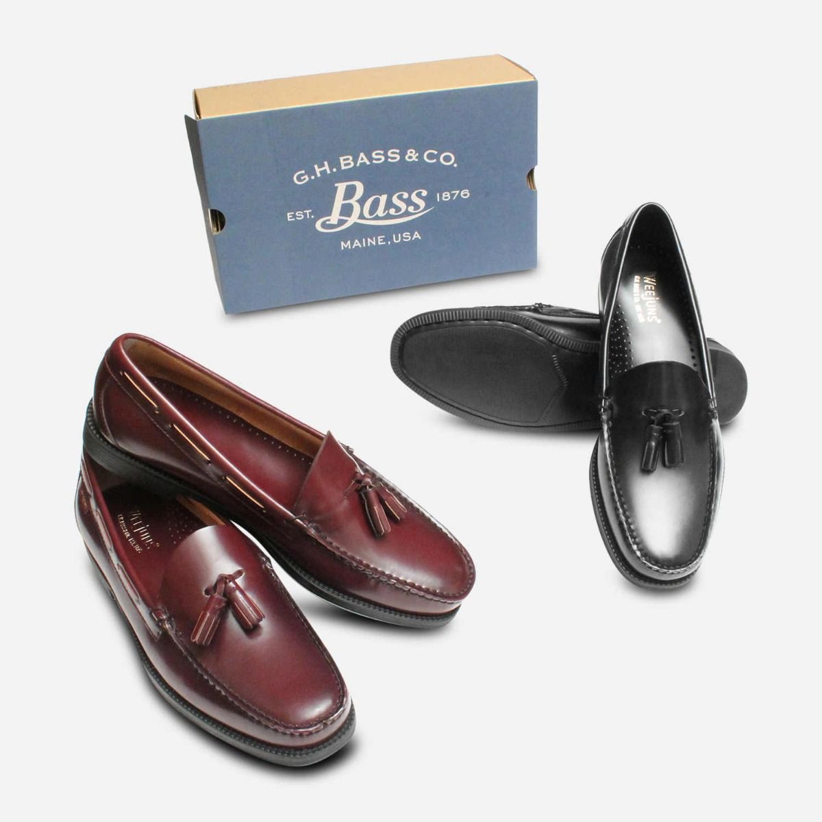 Mens Bass Weejun Tassel Loafer Shoes Larkin in Burgundy 