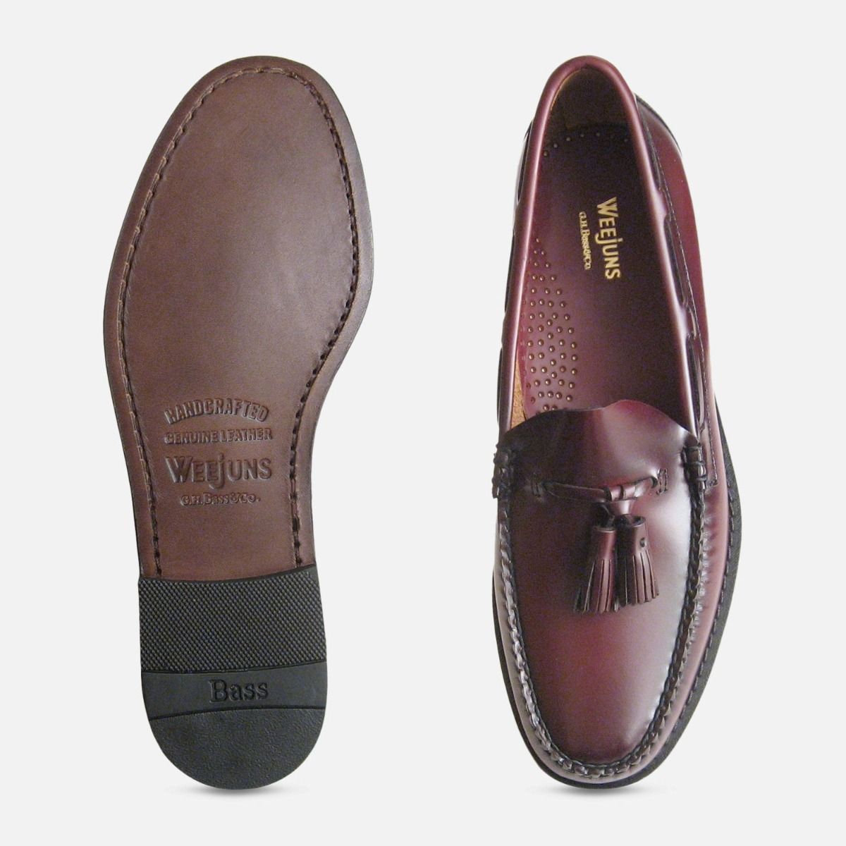 Burgundy Wine Polished Leather Formal Ivy League Tassel Loafers by Bass Weejuns