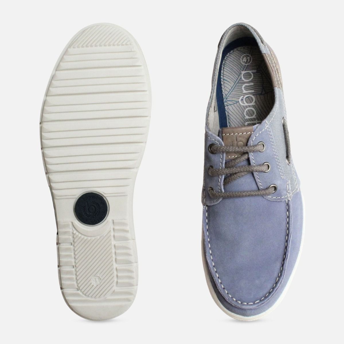 Denim Blue Suede Boat Shoe by Bugatti