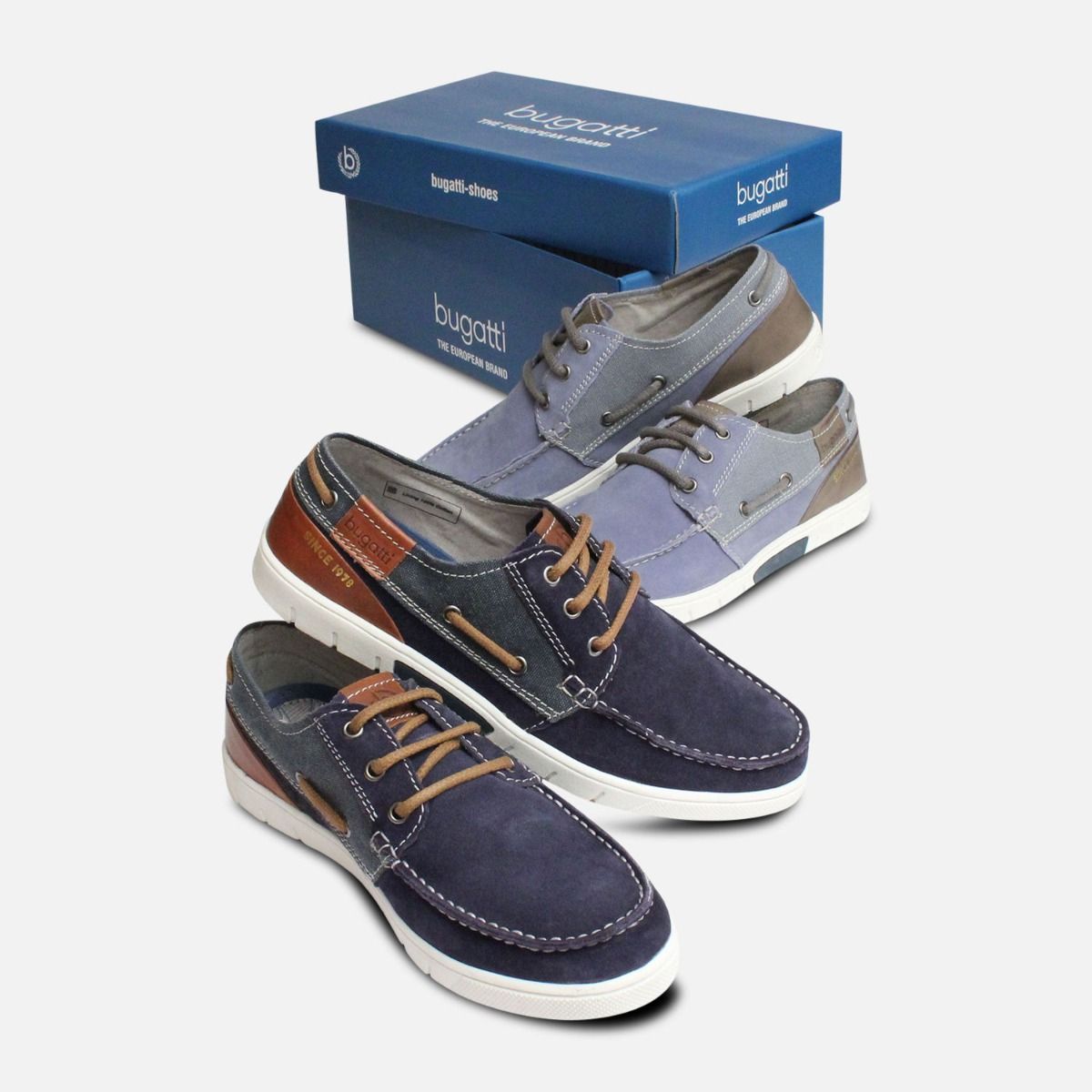 Denim Blue Suede Boat Shoe by Bugatti