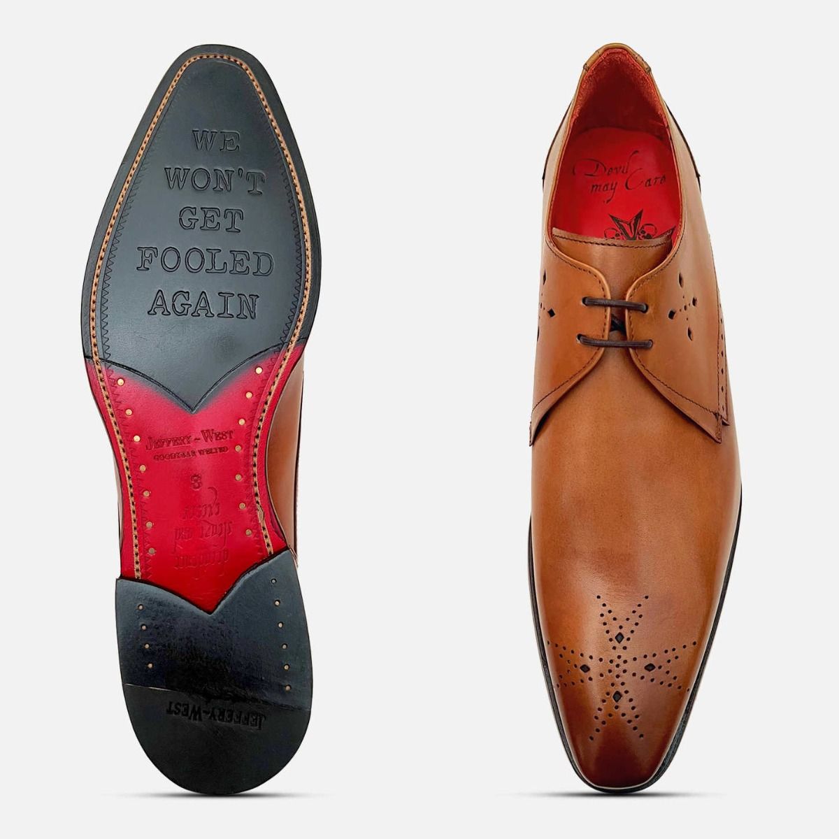 Jeffery West Premium Honey Tan Formal Brogue Shoes