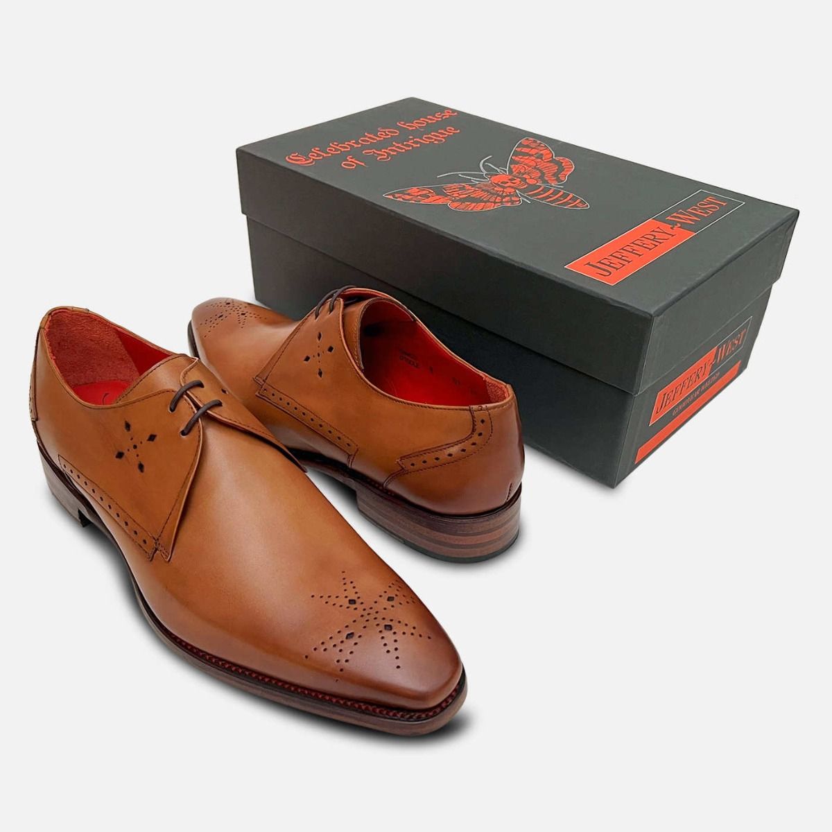 Jeffery West Premium Honey Tan Formal Brogue Shoes