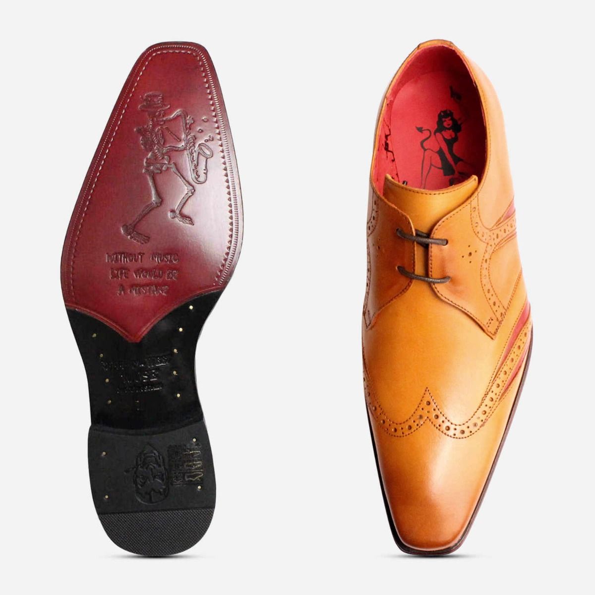 Light Brown Jeffery West Red Wingtip Brogue Shoes