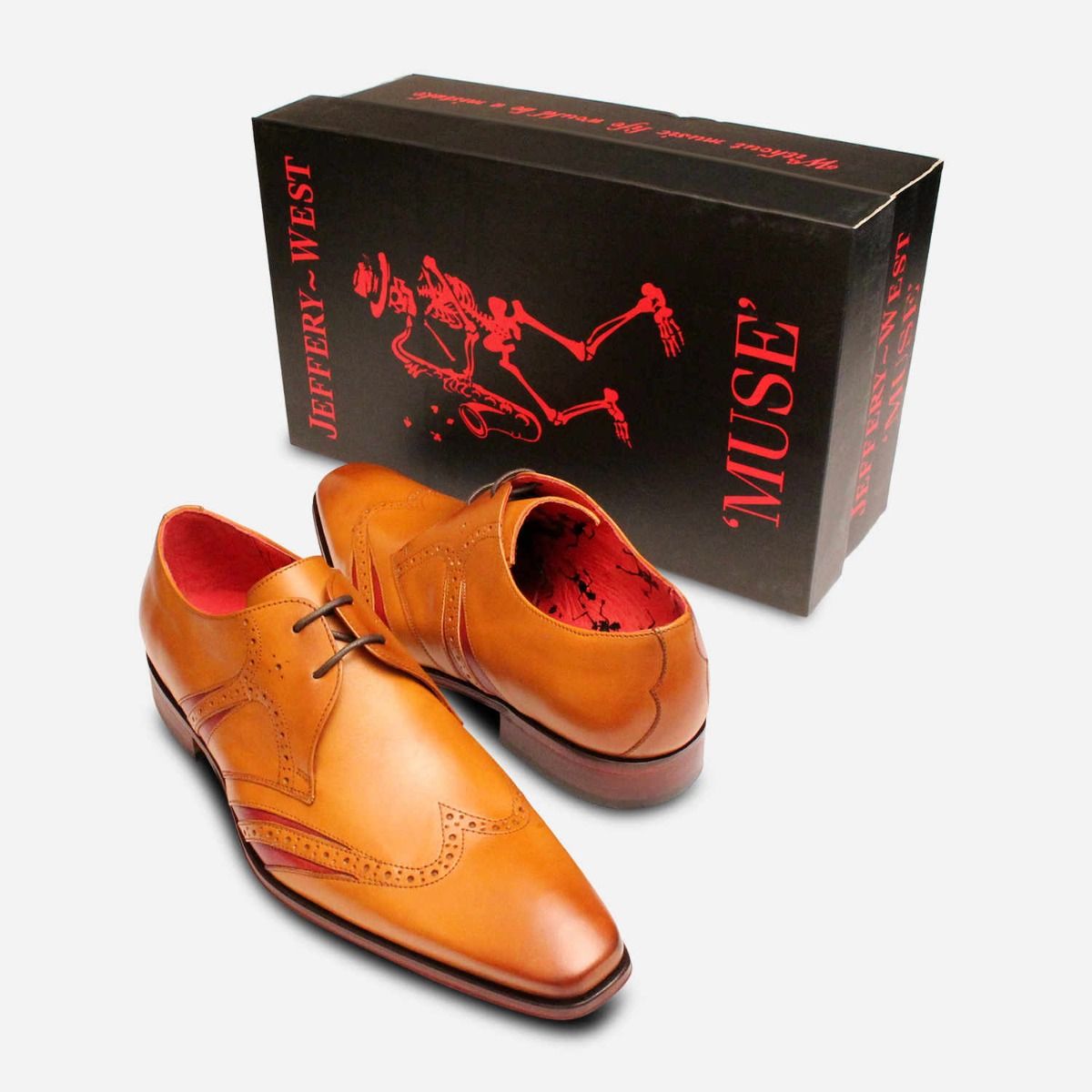 Light Brown Jeffery West Red Wingtip Brogue Shoes