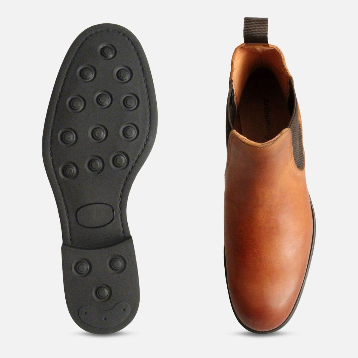 Antique Tan Ladies Round Toe Italian Chelsea Boots