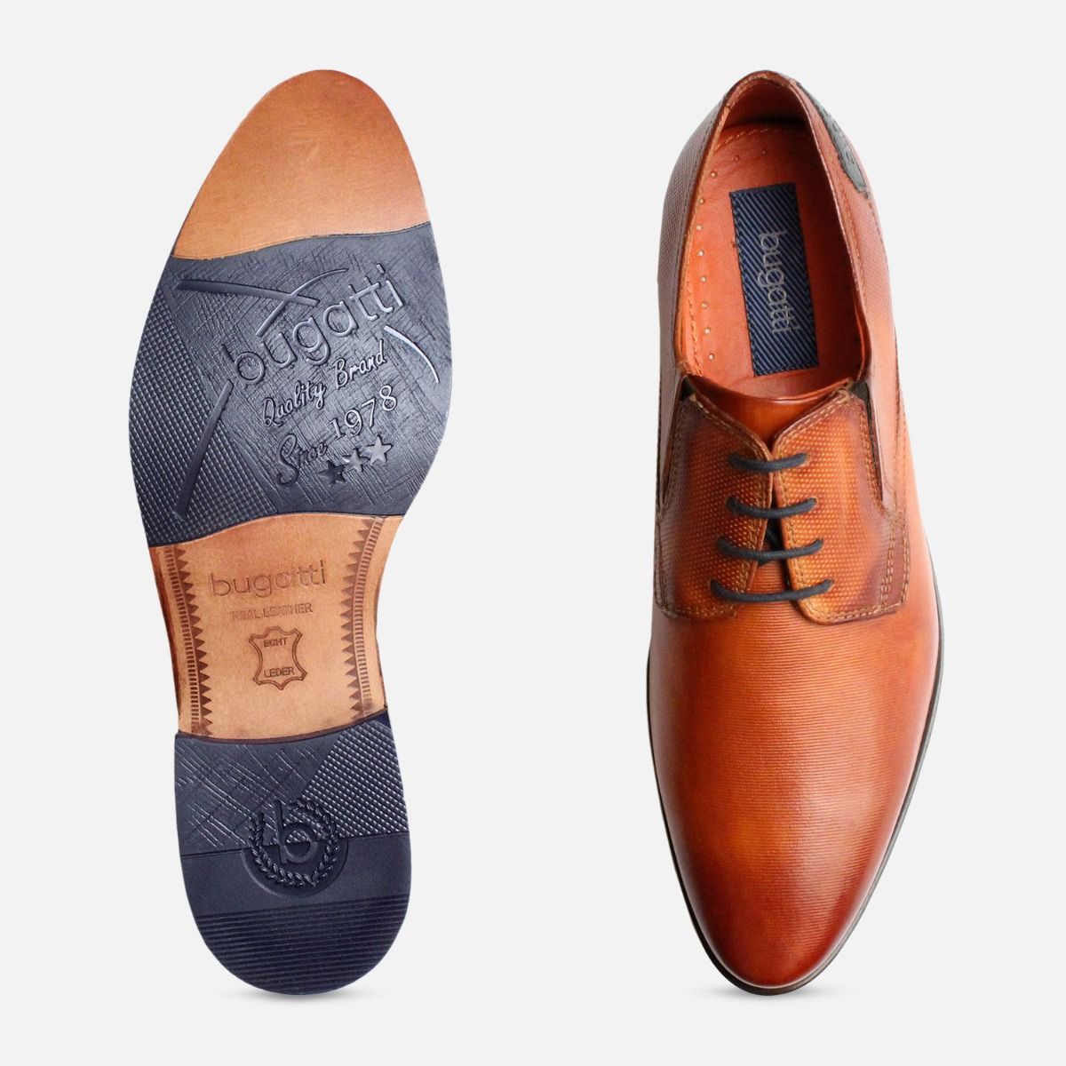 Mens Formal Pointed Bugatti Tan Shoes