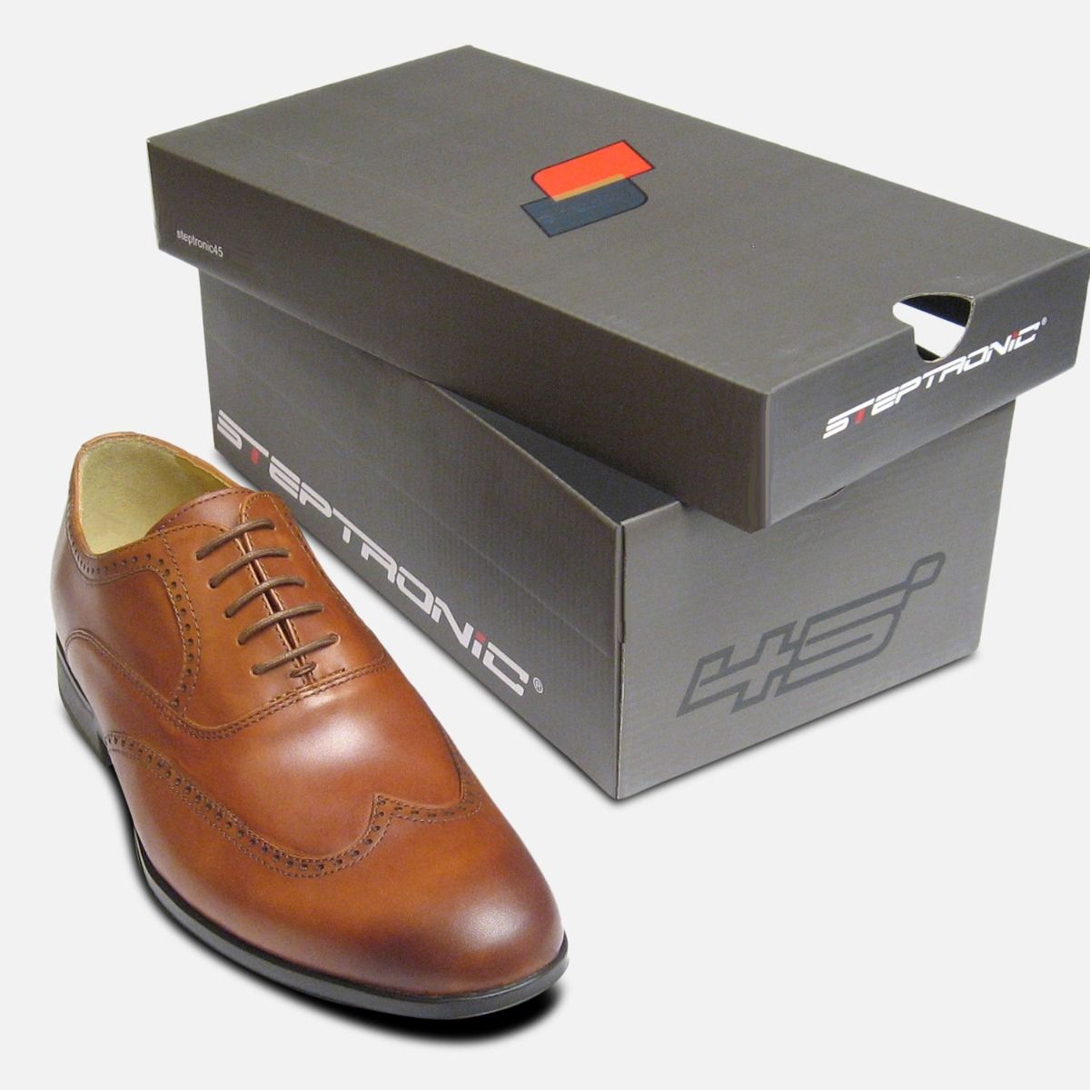 Steptronic Bugatti Formal Cognac Tan Wingcap Mens Lace Up Shoes