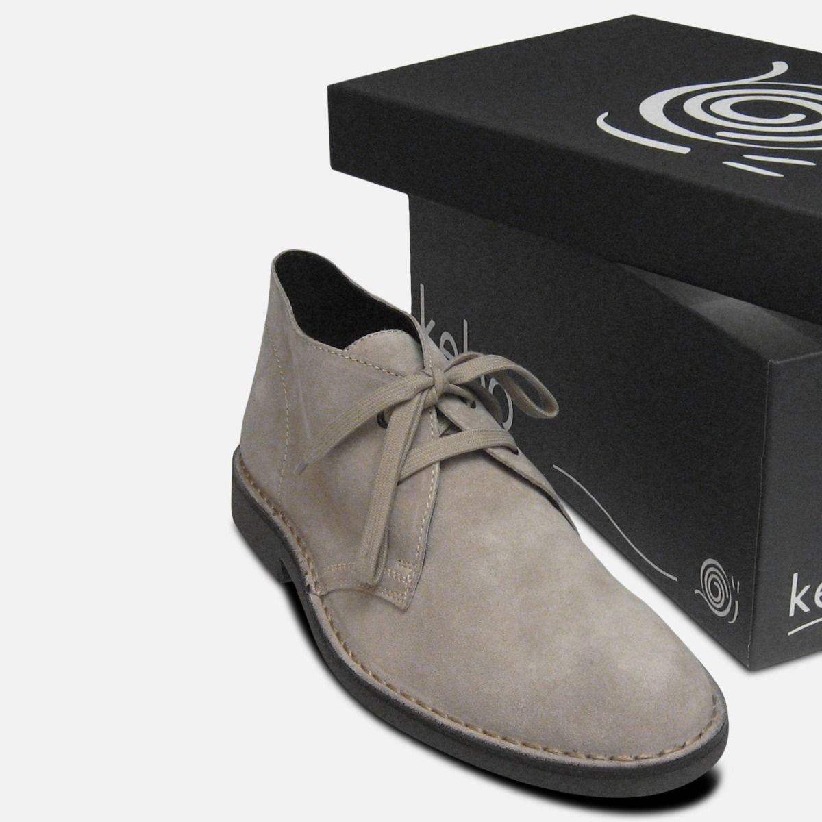 Stone Suede Mens Designer Italian Desert Boots