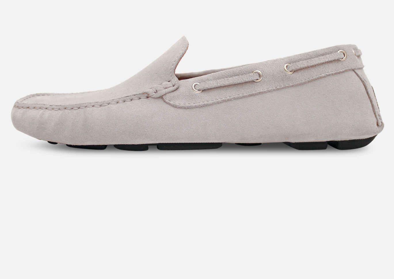 Aurelien Suede Driving Shoes (Light Grey - Size 47) Caramel Suede Driving Shoes | Aurélien main image 3