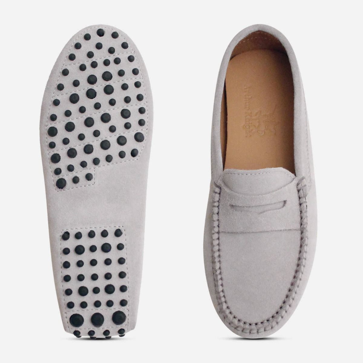 Light Grey Suede Italian Arthur Knight Driving Shoes