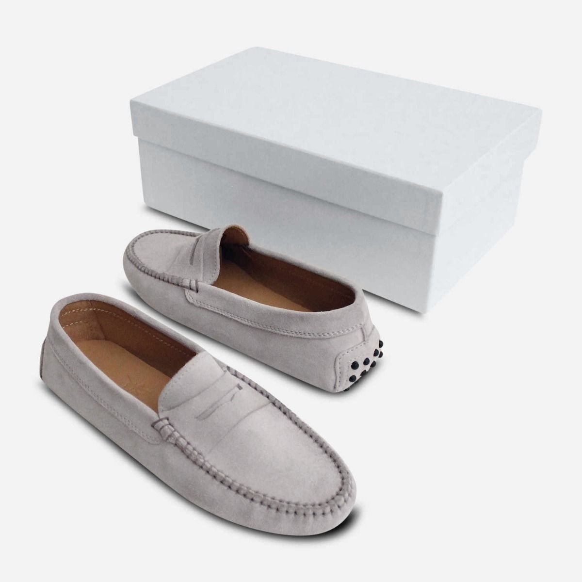 Light Grey Suede Italian Arthur Knight Driving Shoes