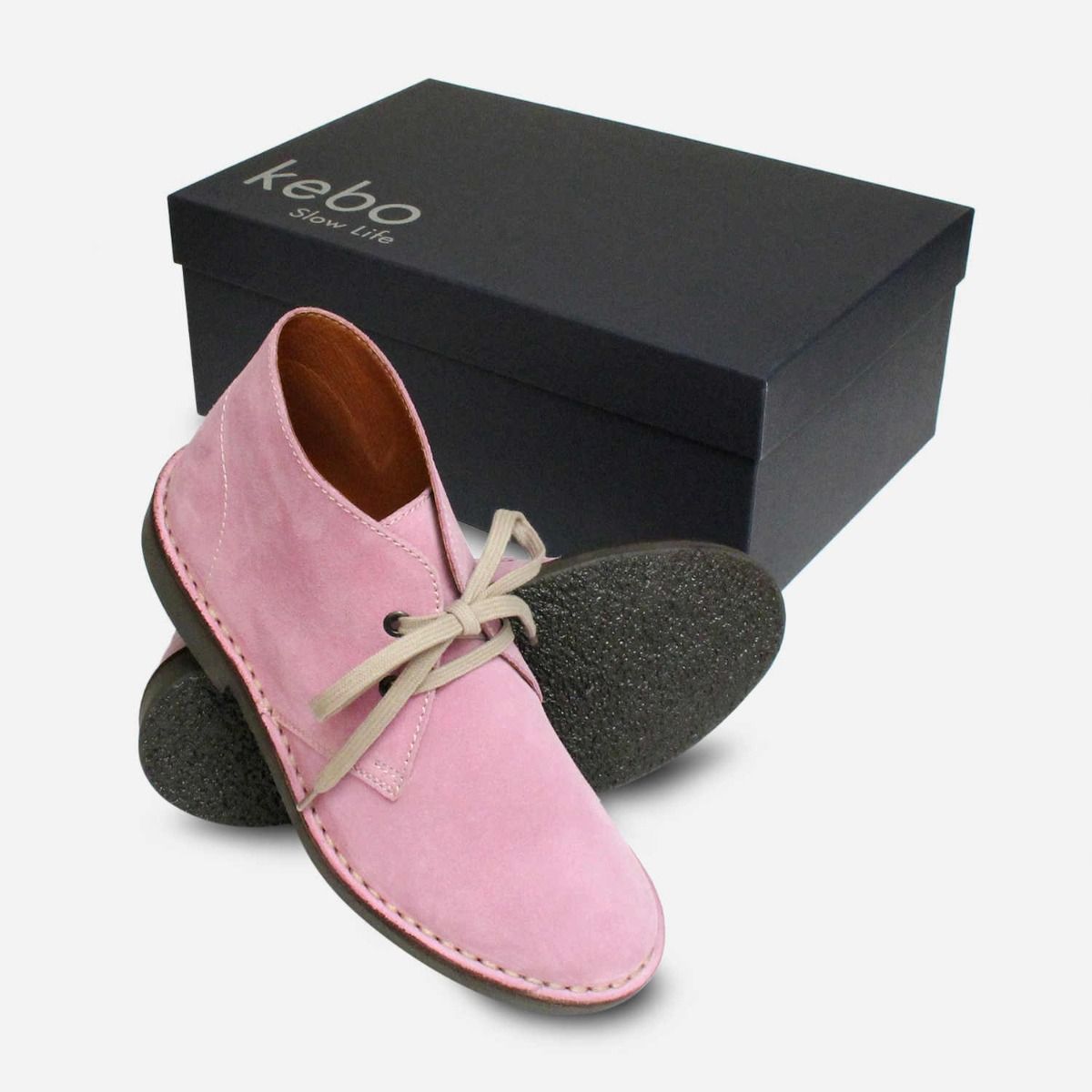 Lilac Suede Ladies Italian Lace Up Desert Boots