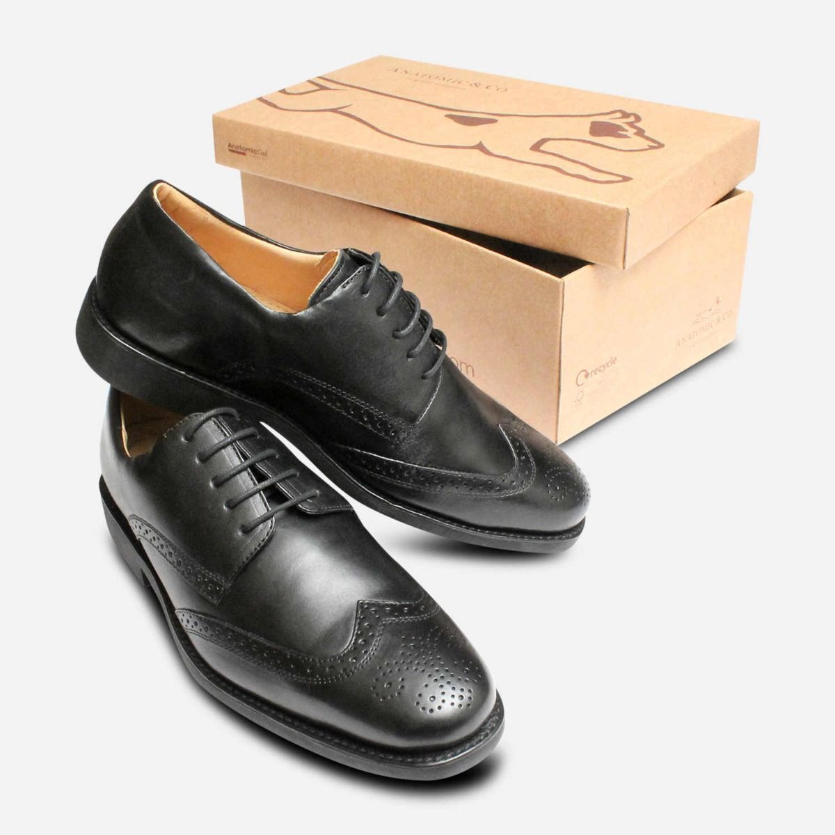 Formal Black Comfort Manaus Brogues by Anatomic Shoes