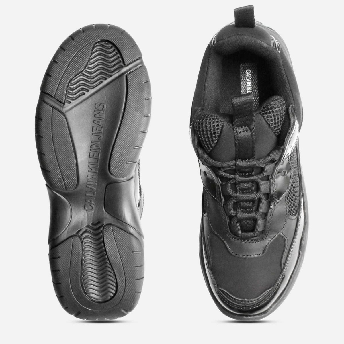 Calvin Klein Maya Chunky Trainers in Black Leather