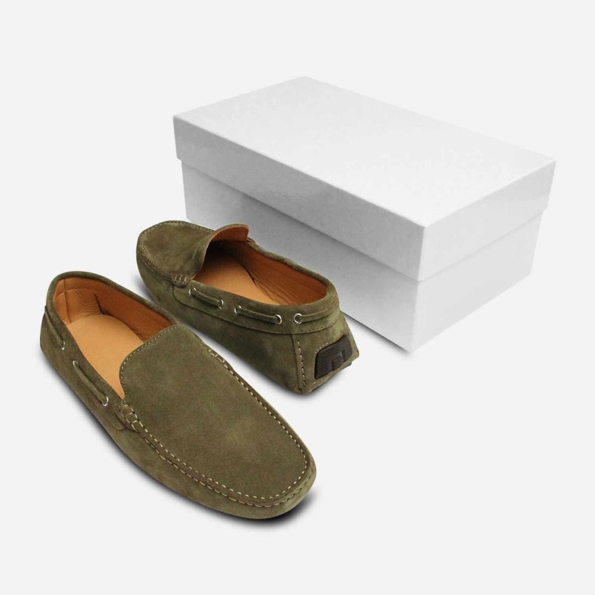 Forest Green Suede Mens Italian Driving Shoe Moccasins