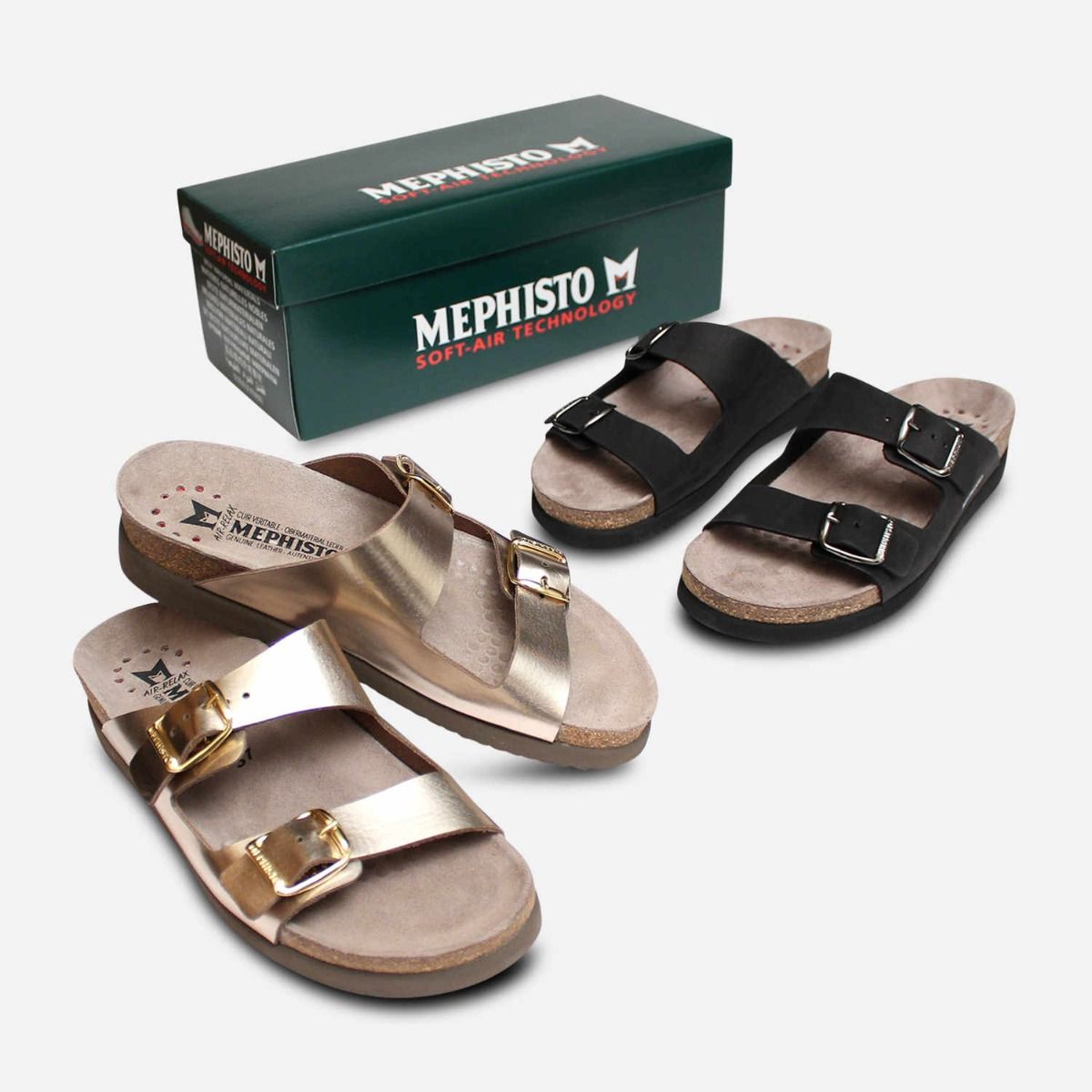 Mephisto Harmony Sandals in Black Nubuck Suede