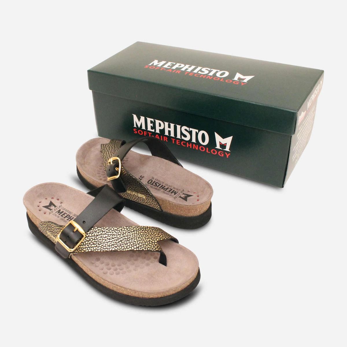 Mephisto Helen Black Gold Mix Womens Sandals