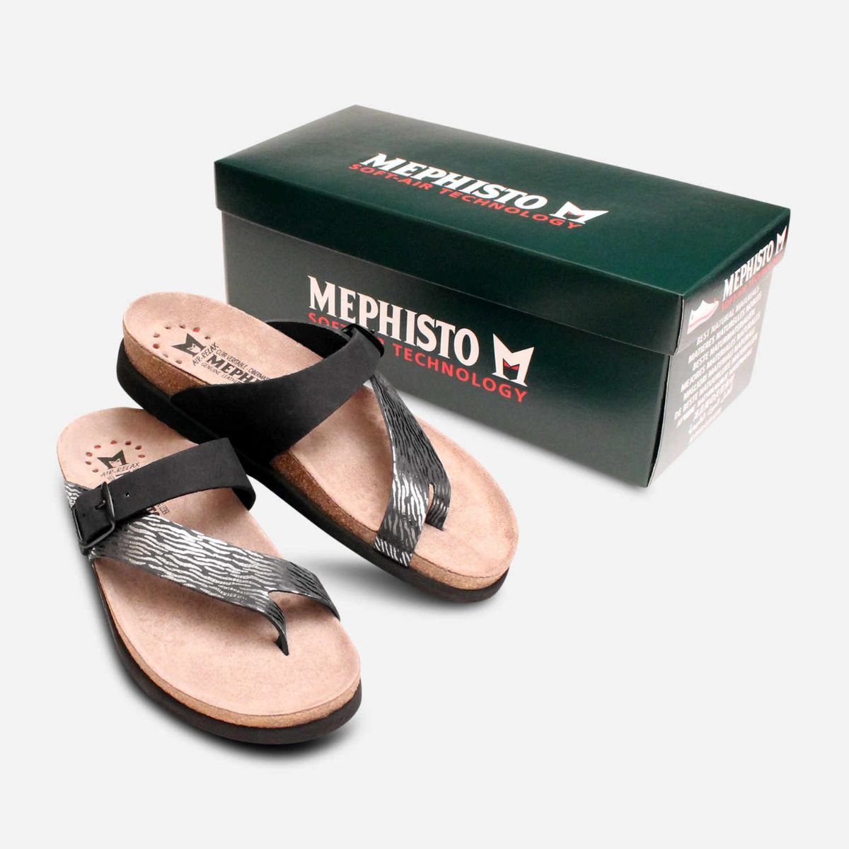 Mephisto Helen Mix Sandals in Black Zebra & Nubuck
