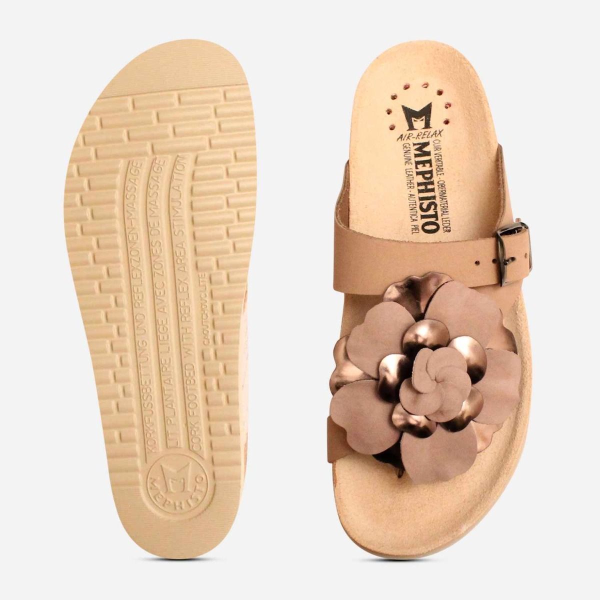 Mephisto Helen Flower Sandals in Light Taupe
