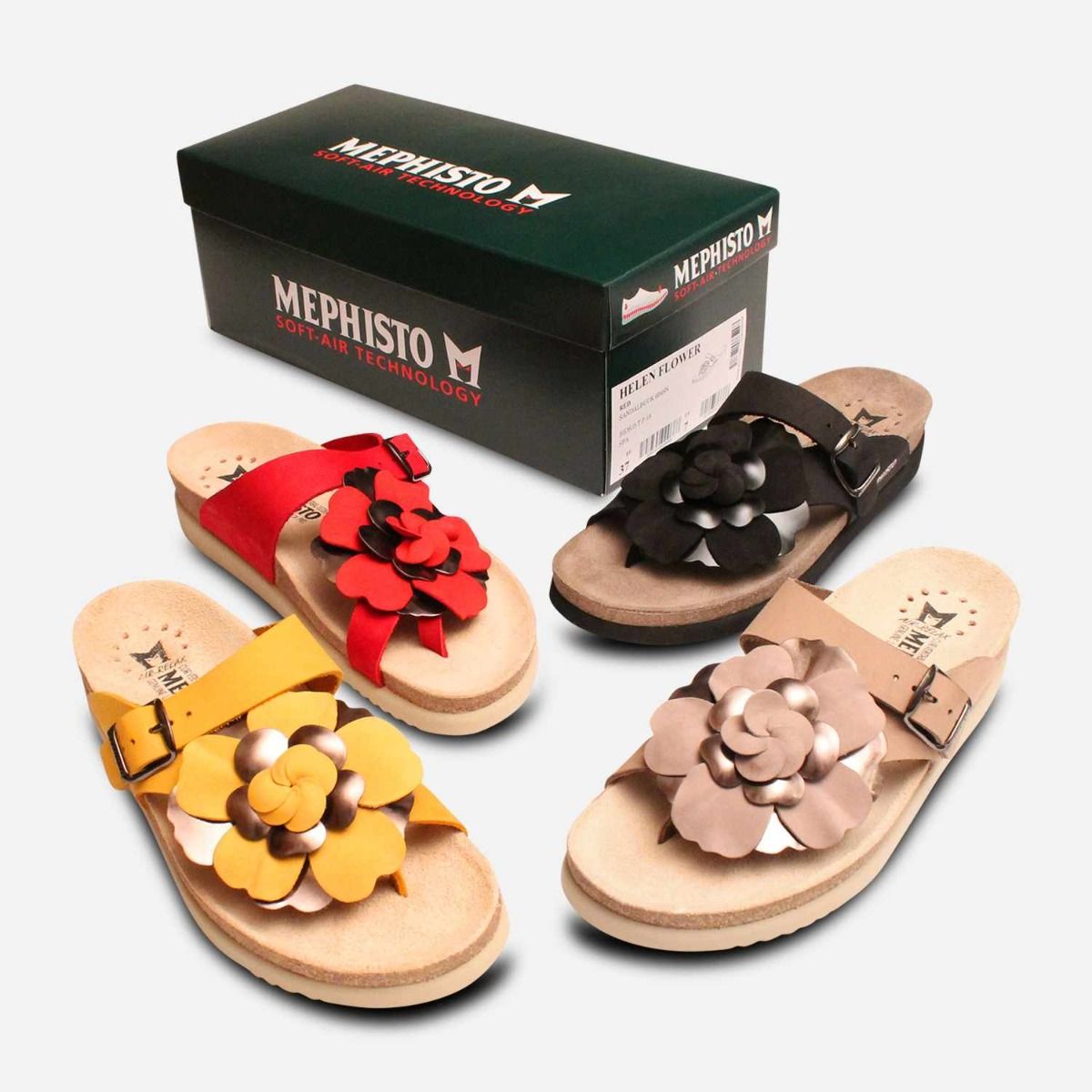 Mephisto Helen Flower Sandals in Light Taupe