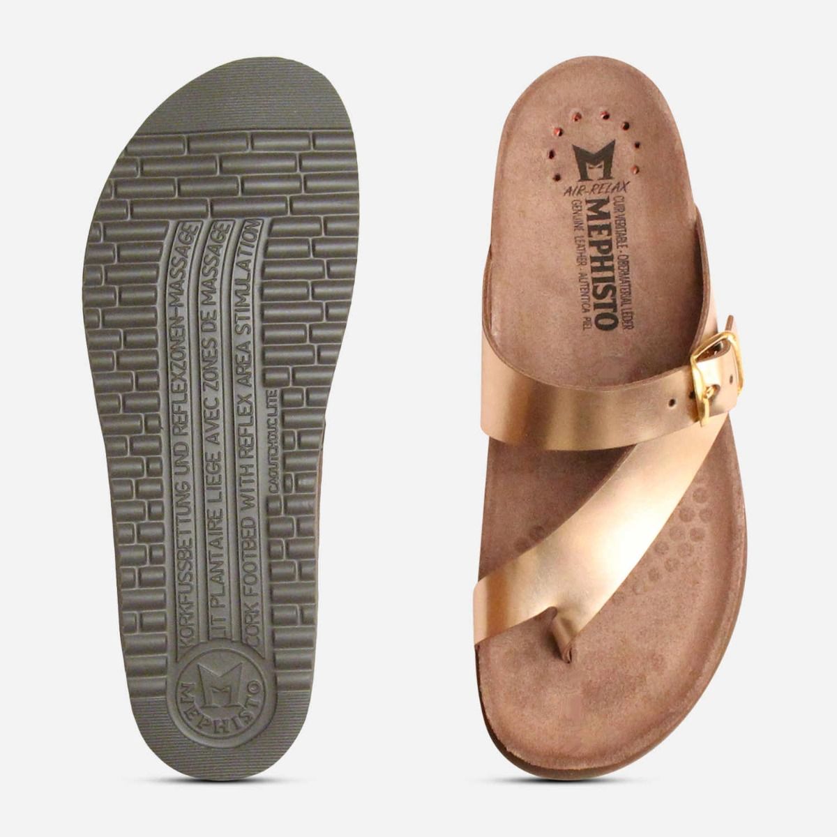 Mephisto Helen Sandals in Platinum Metallic Leather