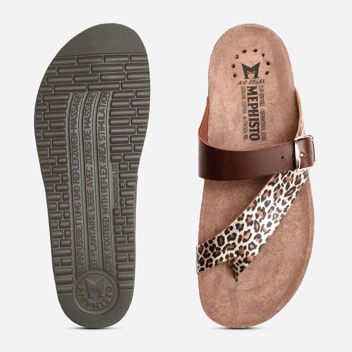 Mephisto Helen Brown Leopard Print Designer Sandals