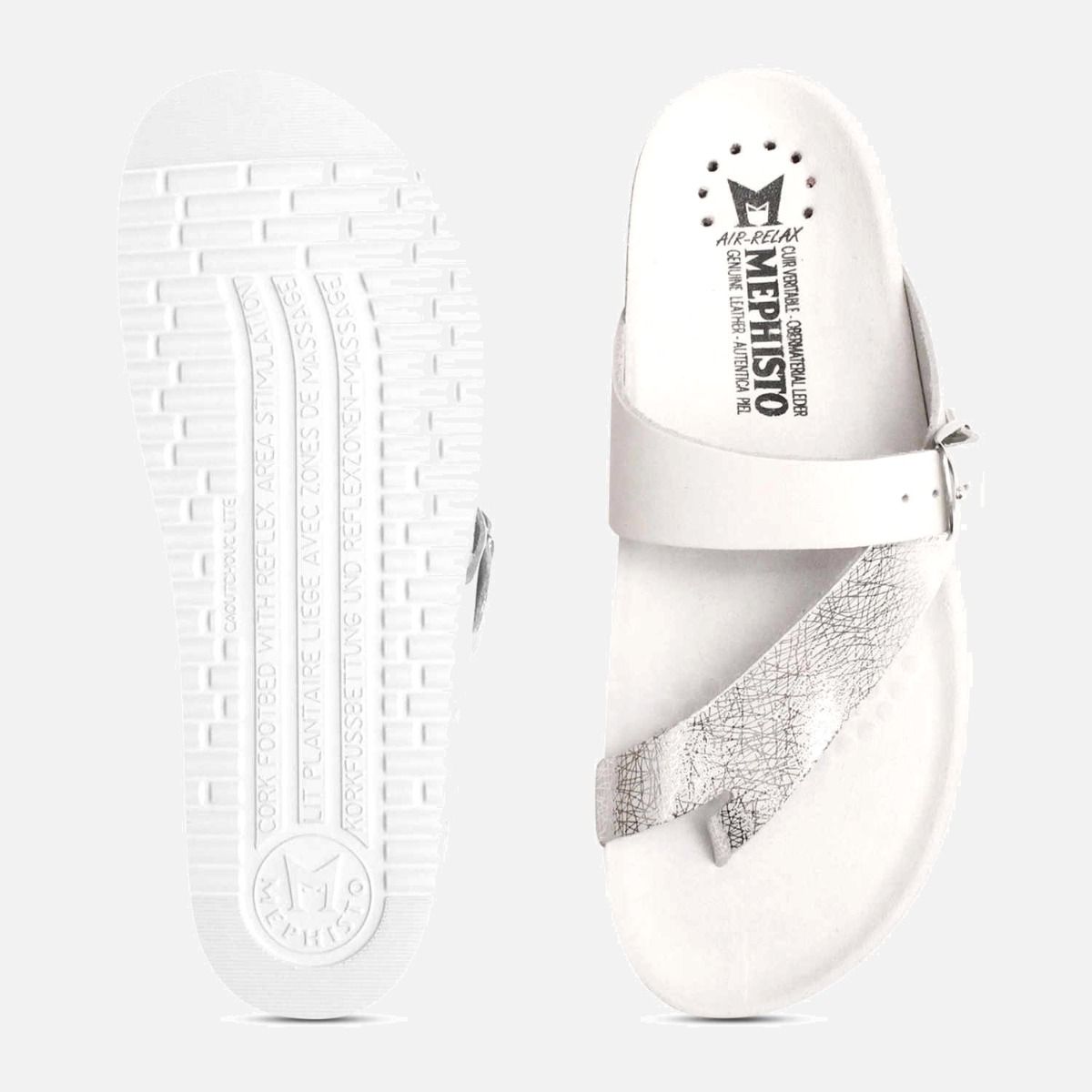 Mephisto Helen Mix Sandals in White & Silver Leather