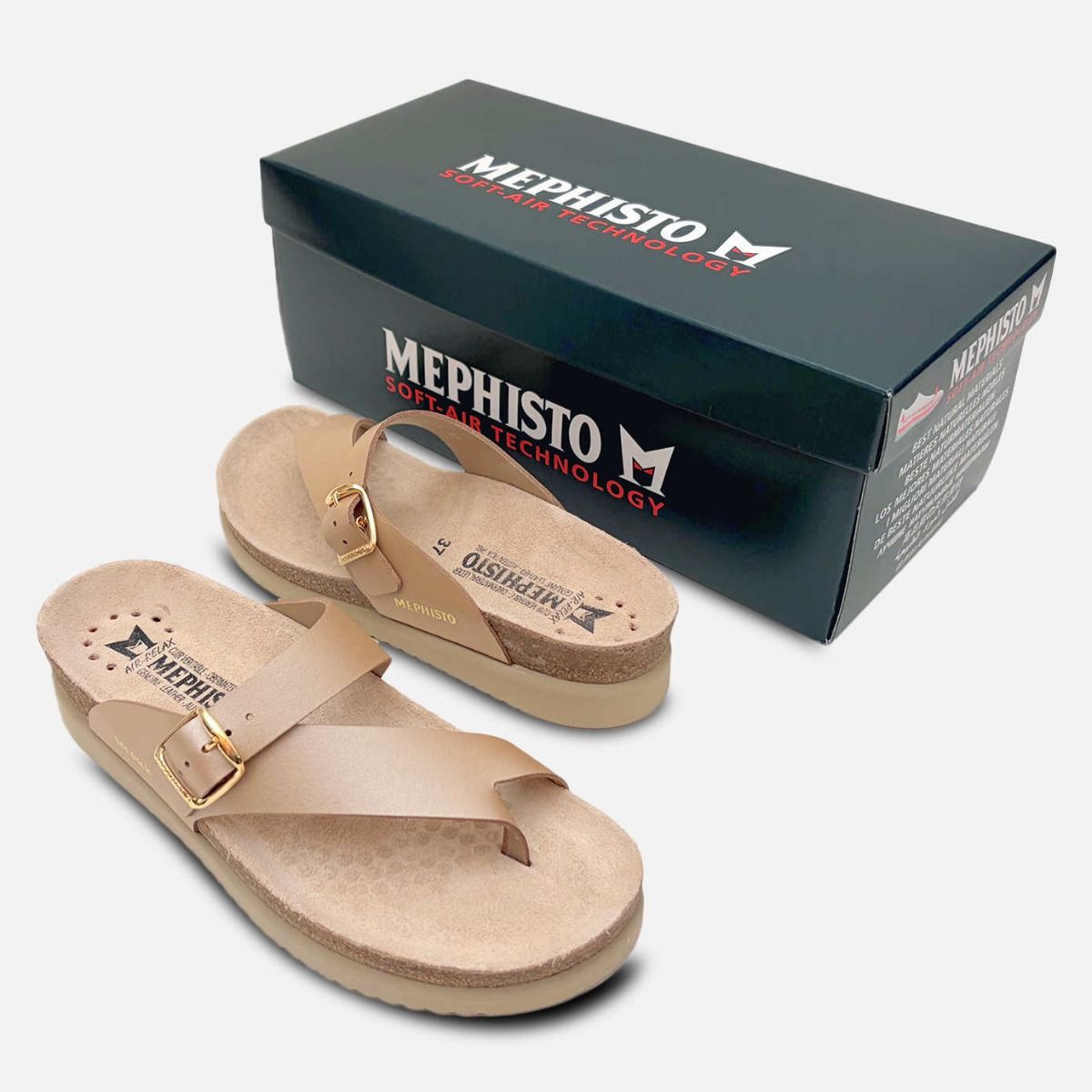Mephisto Helen Sandals in Pearl Platinum Leather