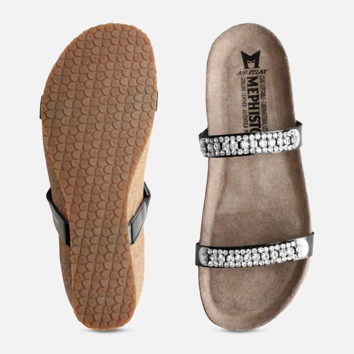 Crystal Ivana Black Patent Mephisto Sandals