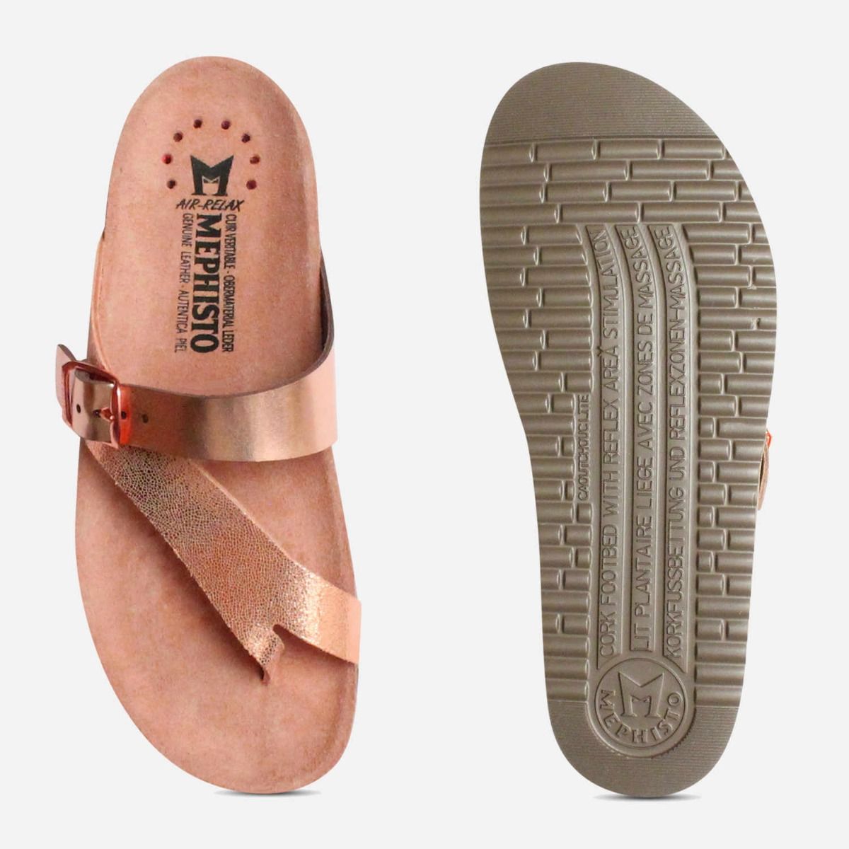 Mephisto Womens Helen Sandals in Nude Pink Metallic