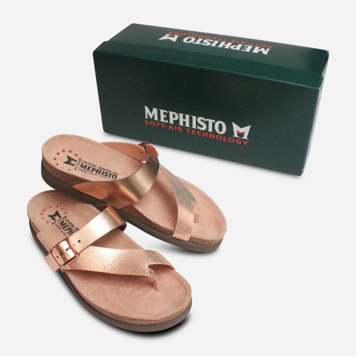 Mephisto Womens Helen Sandals in Nude Pink Metallic