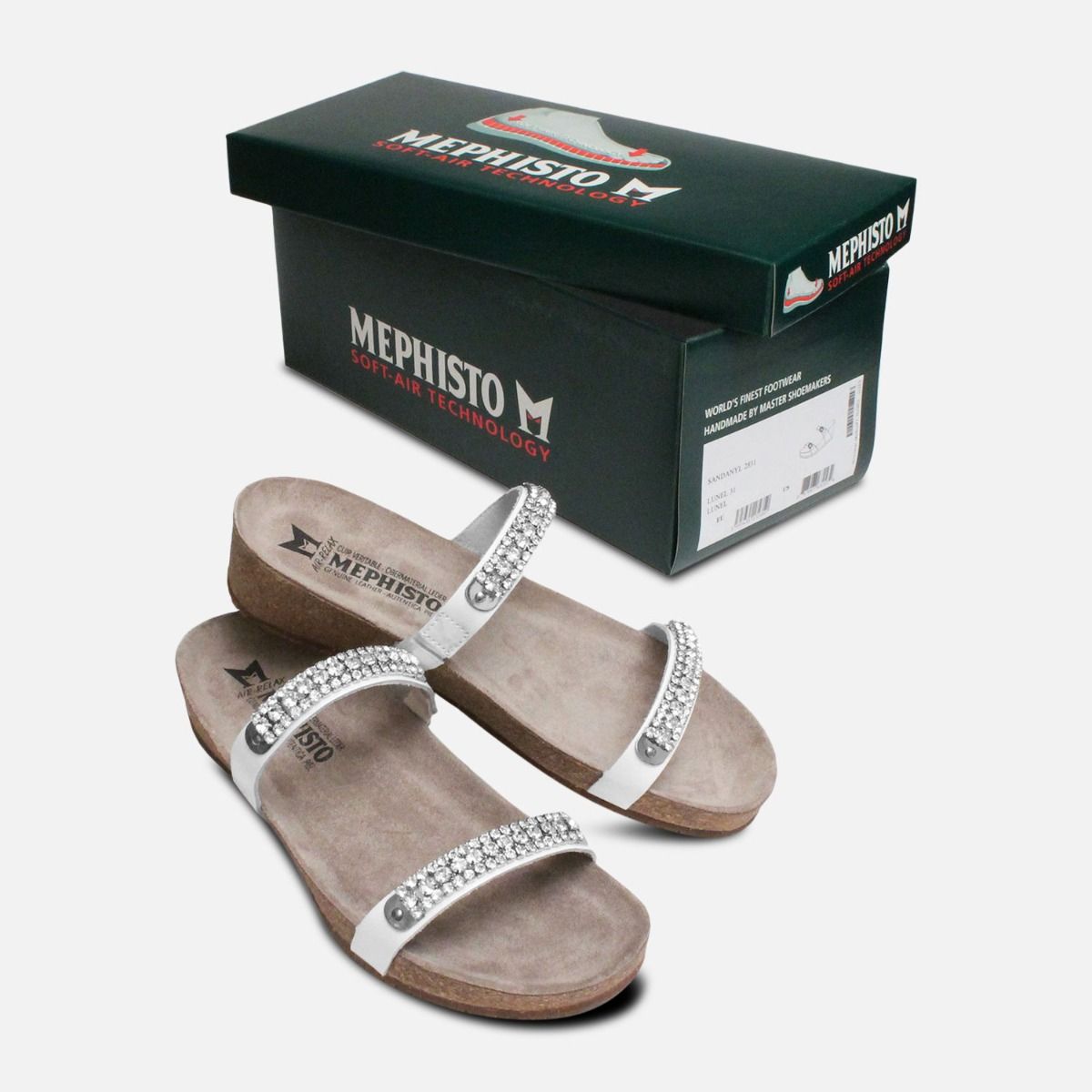 White Crystal Patent Ivana Mephisto Sandals