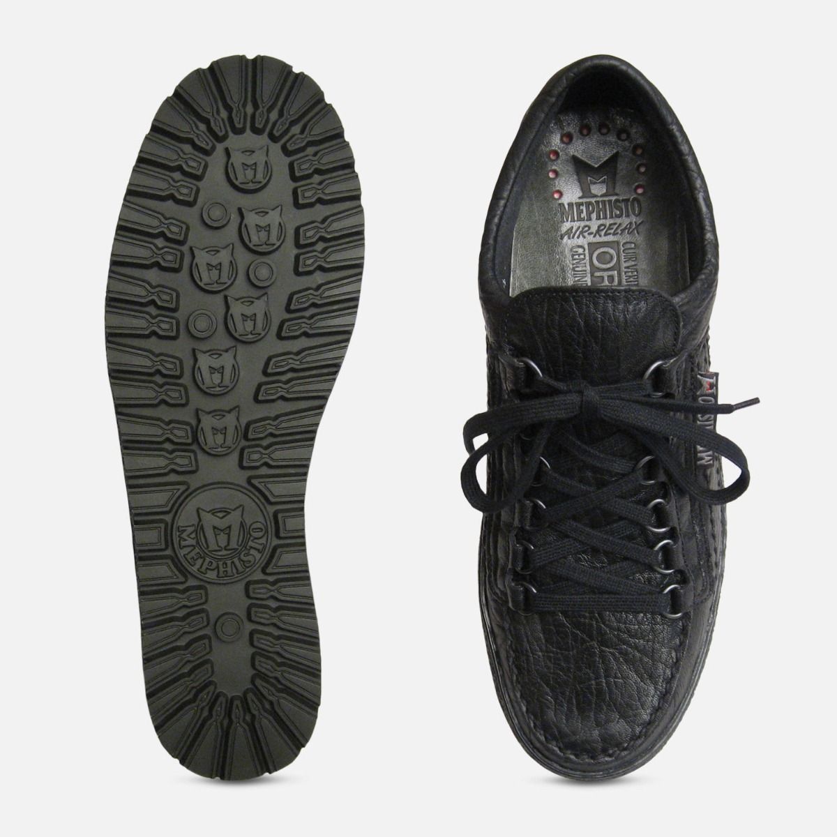 Mephisto Rainbow Lace Up Shoes in Black Mammoth