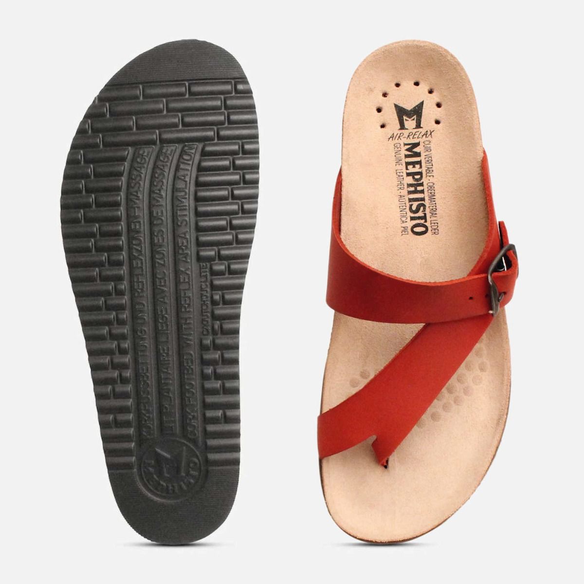 Mephisto Red Nubuck Designer Womens Helen Sandals