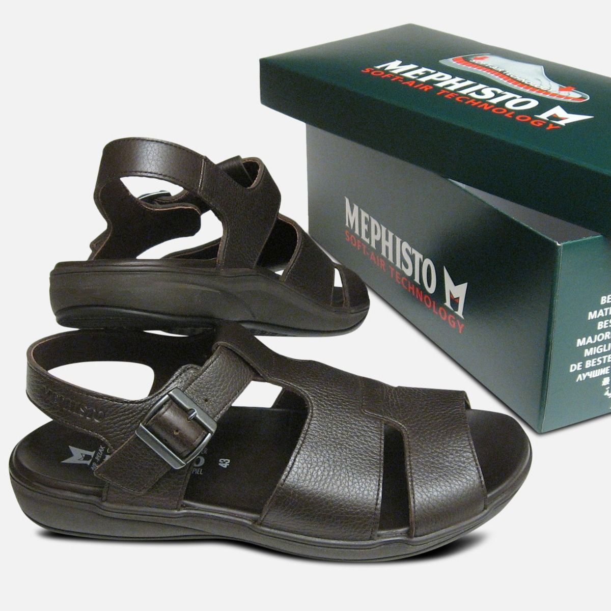 Sacco Mephisto Mens Dark Brown Sandals