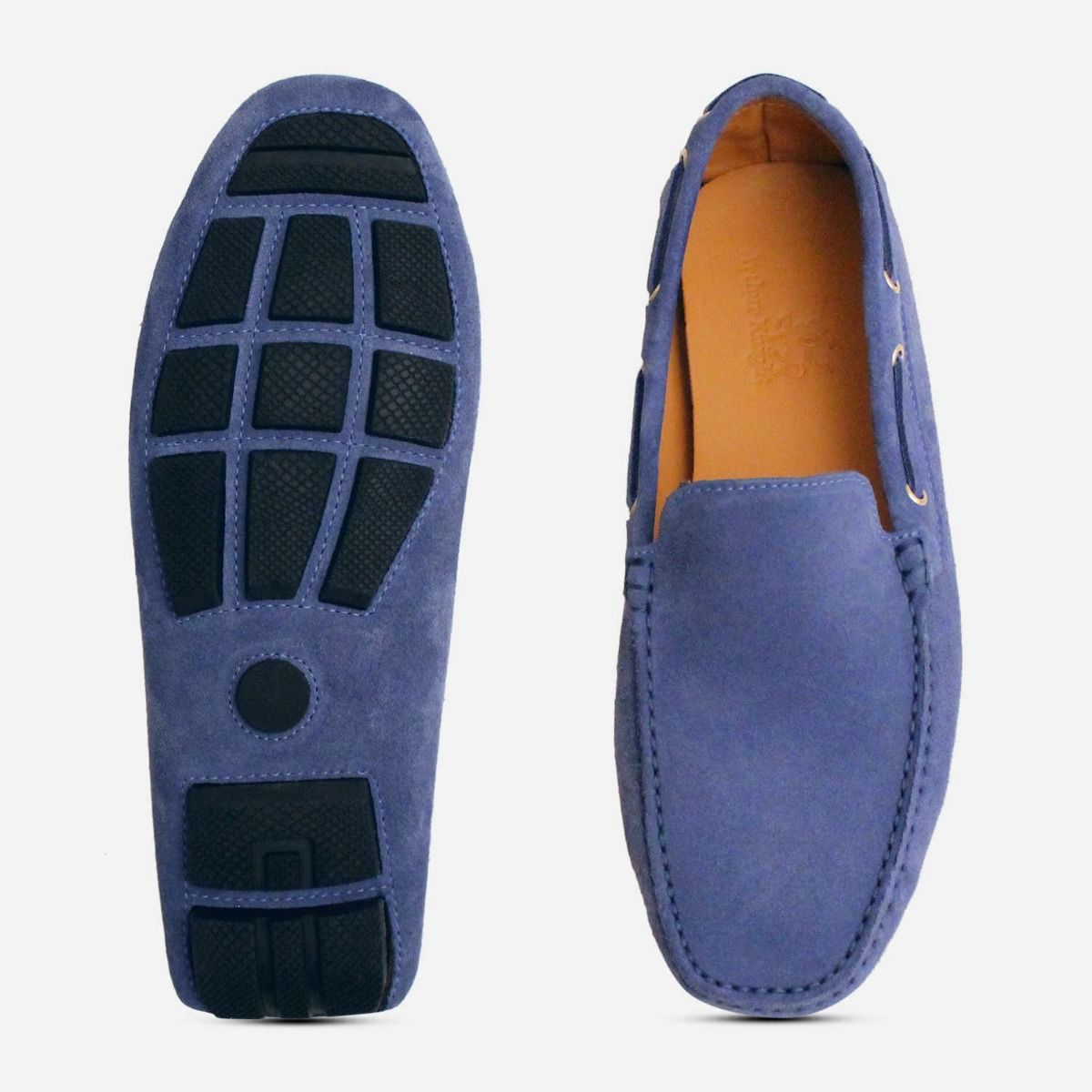 Blue Denim Jeans Suede Shoes by Arthur Knight