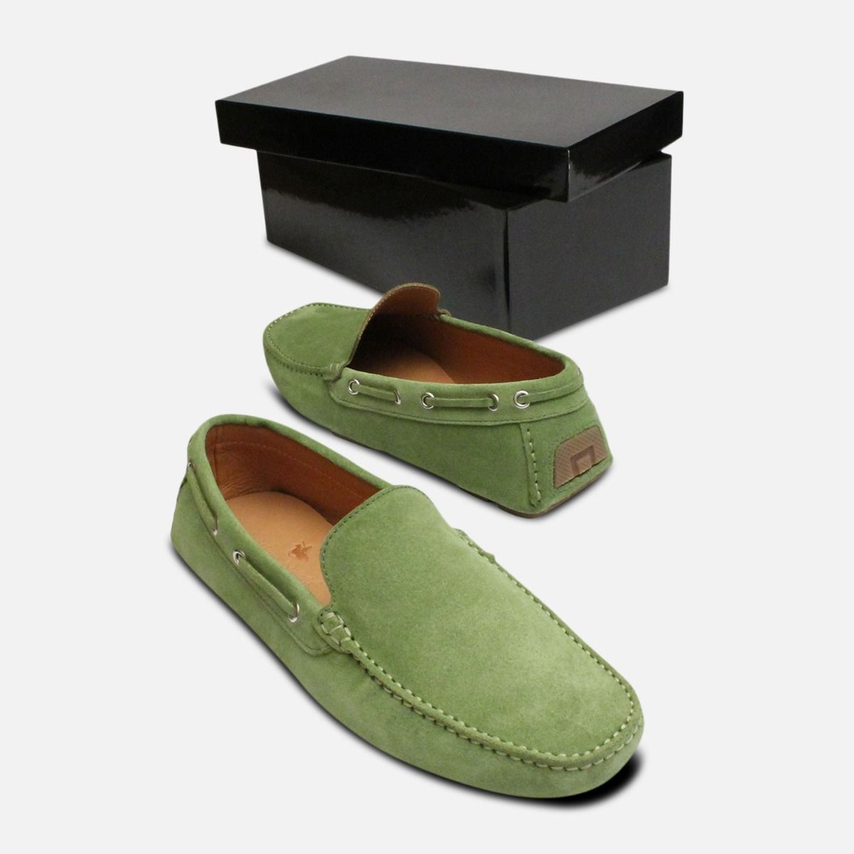 Mint Green Arthur Knight Mens Suede Driving Shoes