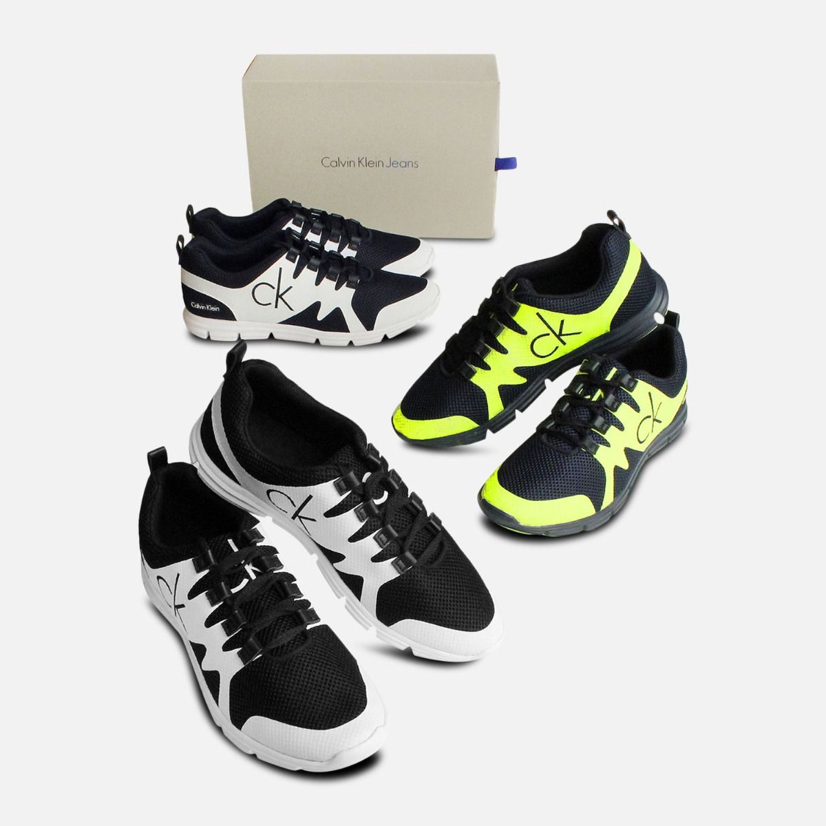 Calvin Klein Mens Murphy Navy & White Mesh Trainers