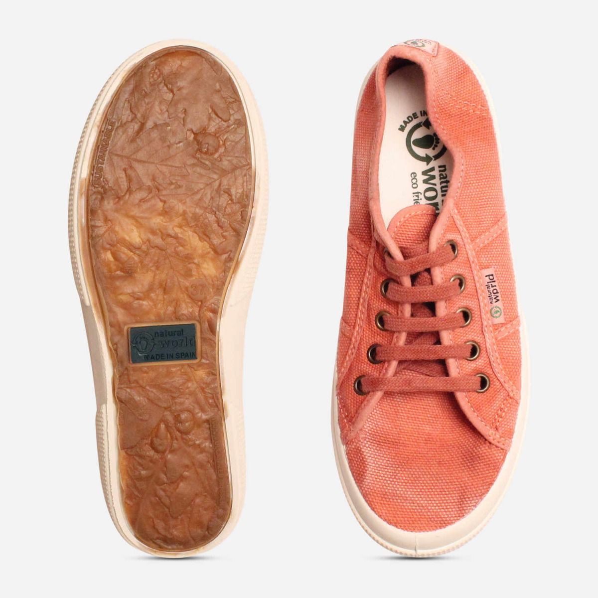 Natural World Vegan Eco Friendly Shoes in Salmon Pink