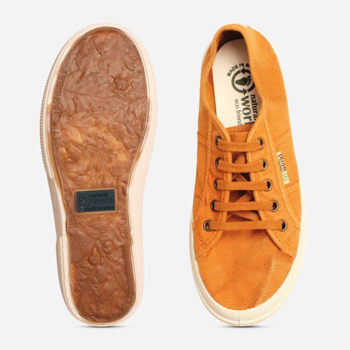 Natural World Yellow Canvas Eco Friendly Lace Up Shoes