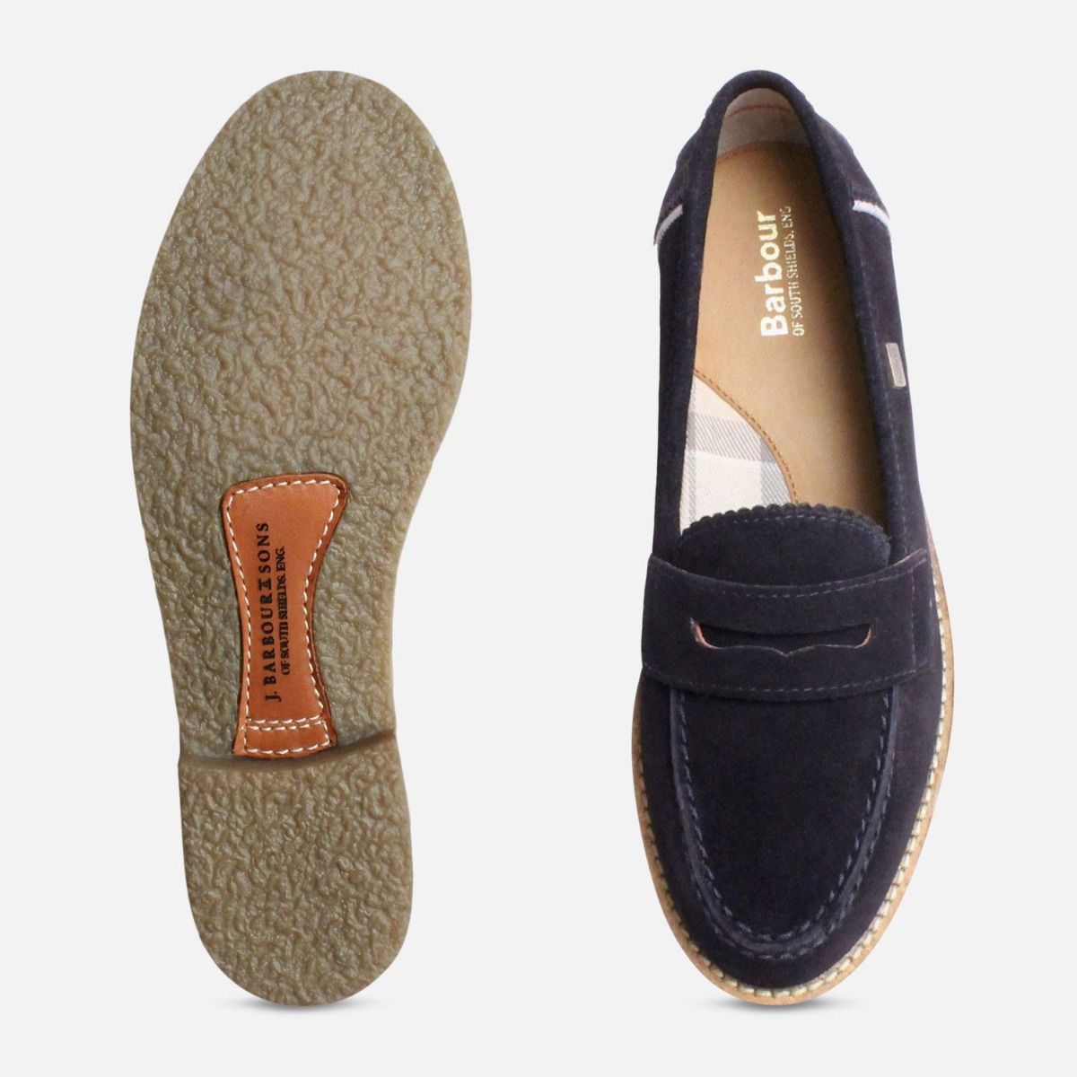 Barbour Briony Loafers in Navy Blue Suede