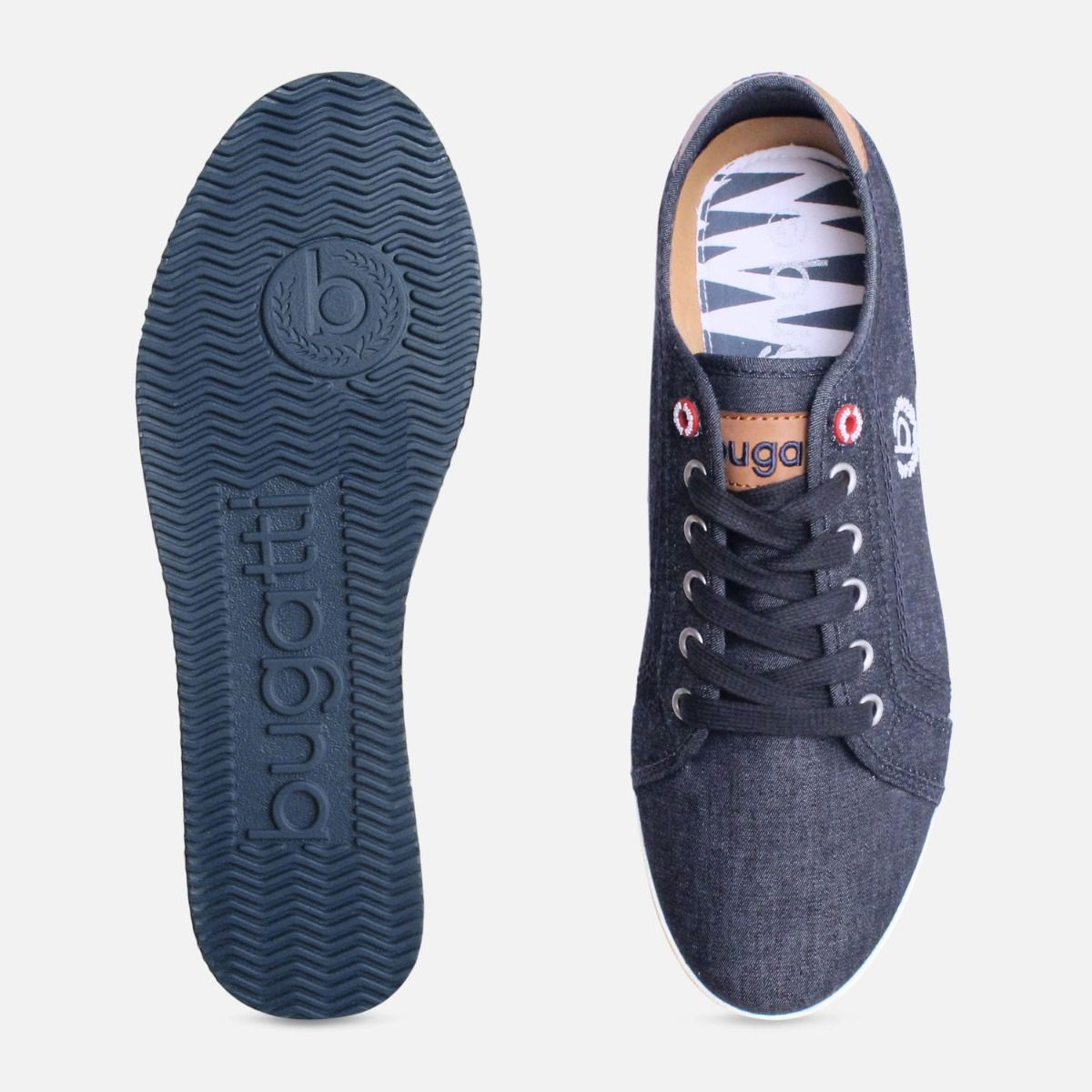 Designer Navy Blue Canvas Trainer by Bugatti