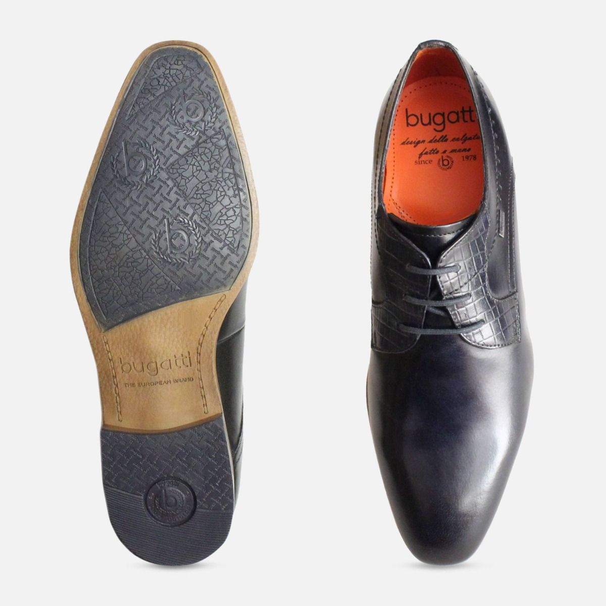 Royal Navy Blue Leather Dress Shoes by Bugatti