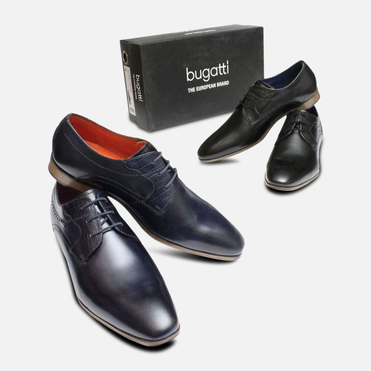Royal Navy Blue Leather Dress Shoes by Bugatti