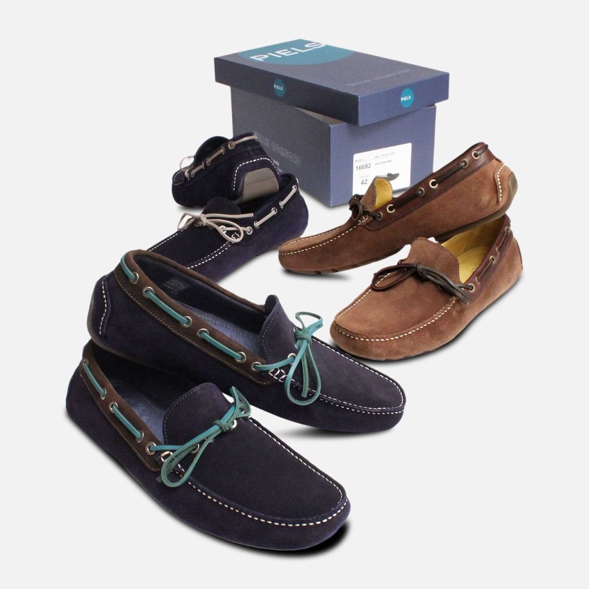 Navy Blue & Green Designer Driving Shoes