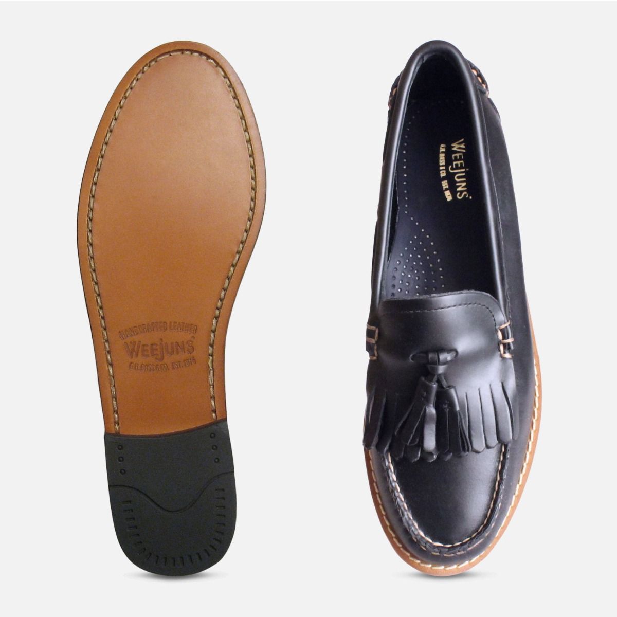 Waxy Navy Blue Ladies Bass Tassel Loafer